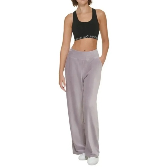 Calvin Klein Performance Women's Wide-Leg Velour Pants - Picture 1 of 2